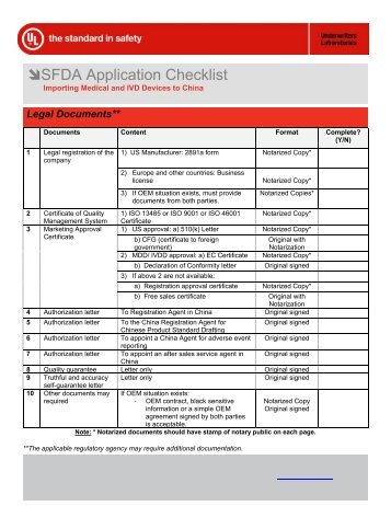 SFDA Application Checklist - UL.com