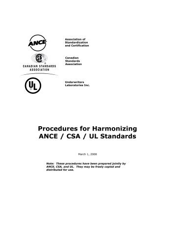 Procedures for Harmonizing ANCE / CSA / UL Standards - Canena.org
