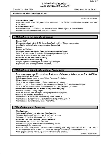 Bremsenreiniger TS 220 - Ullner u. Ullner