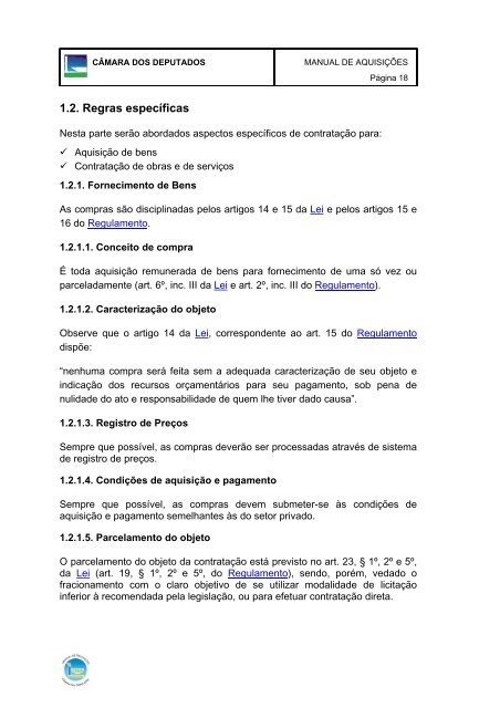 MANUAL DE AQUISIÇÕES DA - Câmara dos Deputados