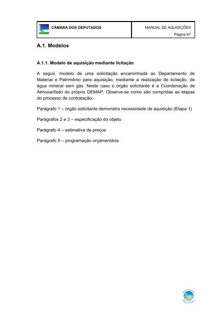 MANUAL DE AQUISIÇÕES DA - Câmara dos Deputados