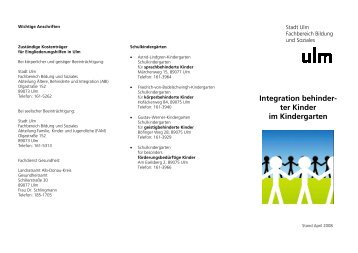 Integration behinder- ter Kinder im Kindergarten - Ulm