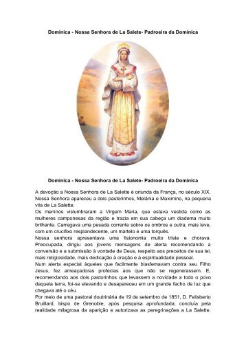 Dominica - Nossa Senhora de La Salete- Padroeira da Dominica