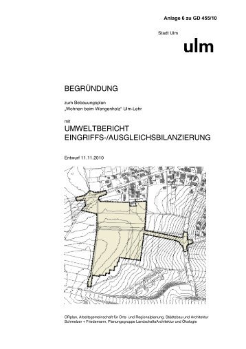 begründung umweltbericht eingriffs-/ausgleichsbilanzierung - Ulm