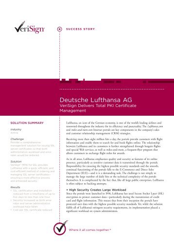 Deutsche Lufthansa AG - VeriSign