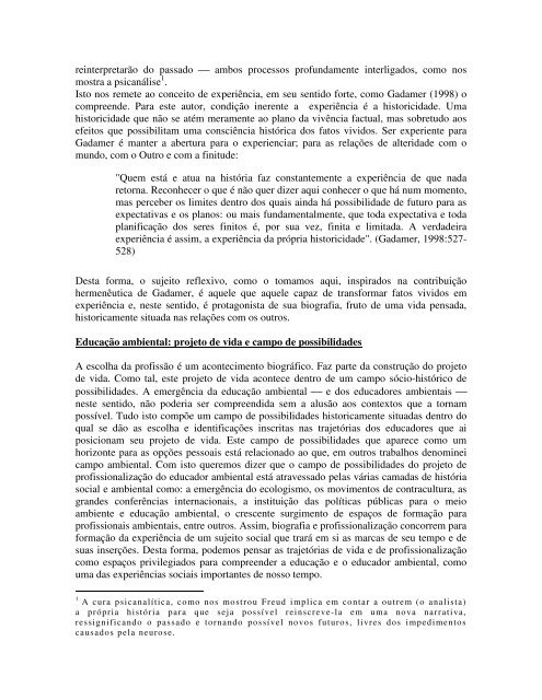 Isabel Cristina de Moura Carvalho Psicóloga e Dra. em Educação ...