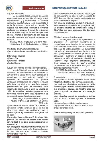 INTERPRETAÇÃO DE TEXTO (AULA 01) - AMF - Pré-Vestibulares