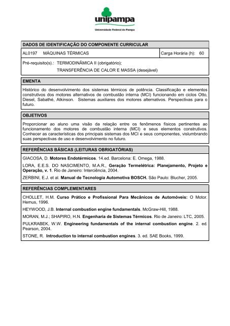 PPC do Curso de Engenharia Elétrica - UNIPAMPA Cursos