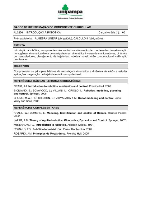 PPC do Curso de Engenharia Elétrica - UNIPAMPA Cursos