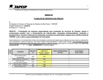 1 ANEXO VII PLANILHA DE PROPOSTA DE PREÇOS À ... - Fapesp