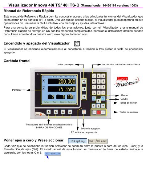 Visualizador Innova 40i TS/ 40i TS-B (Manual ... - Fagor Automation