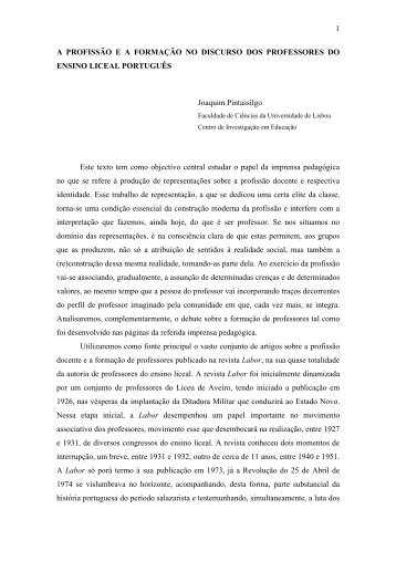 A formação no discurso dos professores do ensino ... - delfim santos