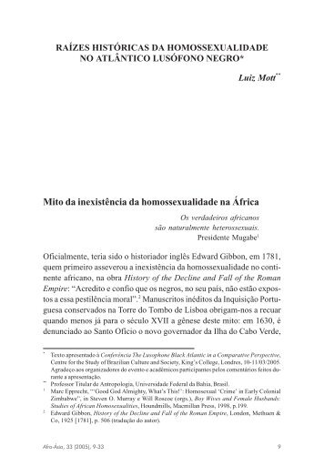 Raízes históricas da homossexualidade no Atlântico lusófono negro