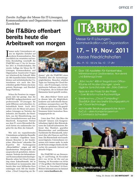 Die Wirtschaft Nr. 43 vom 28. Oktober 2011