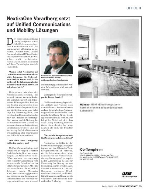 Die Wirtschaft Nr. 43 vom 28. Oktober 2011