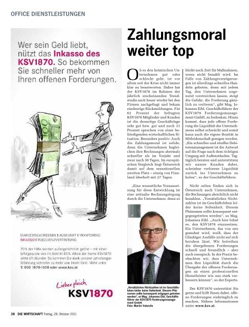 Die Wirtschaft Nr. 43 vom 28. Oktober 2011