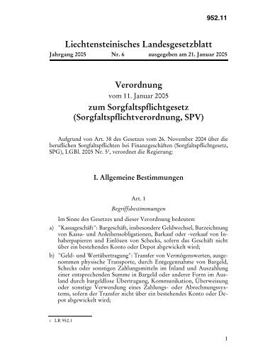 Liechtensteinisches Landesgesetzblatt Verordnung zum ...
