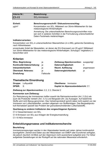 Anhang II – Indikatoren-Factsheets - Umweltbundesamt