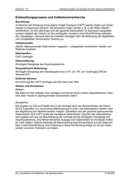 Anhang II – Indikatoren-Factsheets - Umweltbundesamt