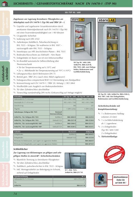 3. Gefahrstoffschränke ... - Umwelttechnik Stenzel