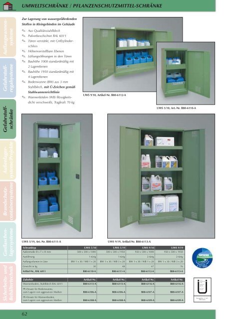 3. Gefahrstoffschränke ... - Umwelttechnik Stenzel