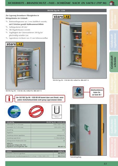 3. Gefahrstoffschränke ... - Umwelttechnik Stenzel