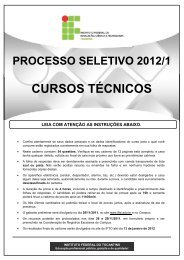 CURSOS TÉCNICOS - Seletivos IFTO