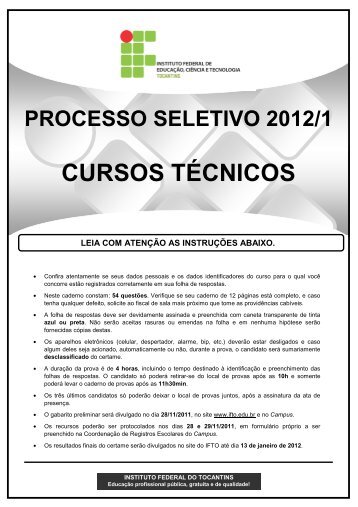 CURSOS TÉCNICOS - Seletivos IFTO