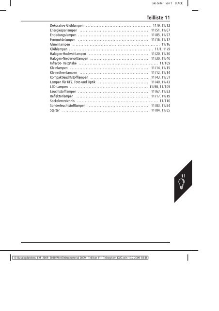 Elektromaterial 2009 - Teilliste 11 - Teilregister_KUG.win - uni elektro