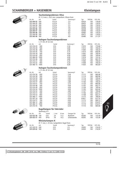 Elektromaterial 2009 - Teilliste 11 - Teilregister_KUG.win - uni elektro