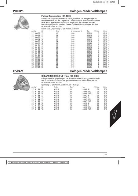 Elektromaterial 2009 - Teilliste 11 - Teilregister_KUG.win - uni elektro