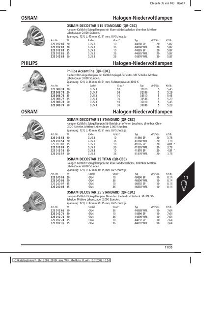 Elektromaterial 2009 - Teilliste 11 - Teilregister_KUG.win - uni elektro