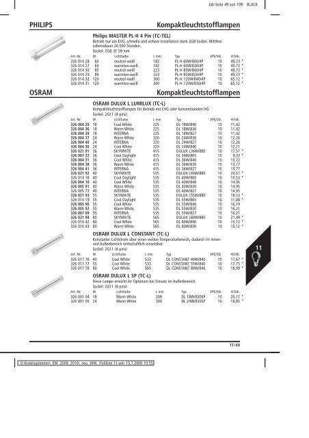 Elektromaterial 2009 - Teilliste 11 - Teilregister_KUG.win - uni elektro