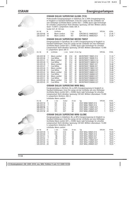 Elektromaterial 2009 - Teilliste 11 - Teilregister_KUG.win - uni elektro