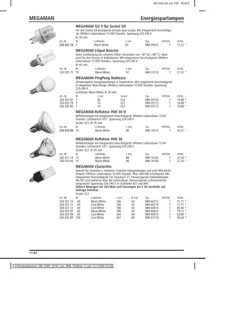 Elektromaterial 2009 - Teilliste 11 - Teilregister_KUG.win - uni elektro