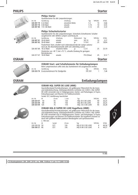 Elektromaterial 2009 - Teilliste 11 - Teilregister_KUG.win - uni elektro