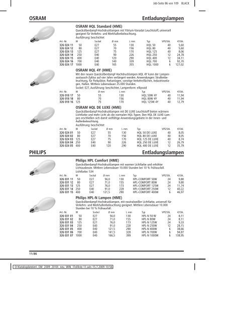 Elektromaterial 2009 - Teilliste 11 - Teilregister_KUG.win - uni elektro