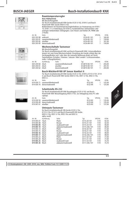 Elektromaterial 2009 - Teilliste 9 - Teilregister_KUG.win - uni elektro