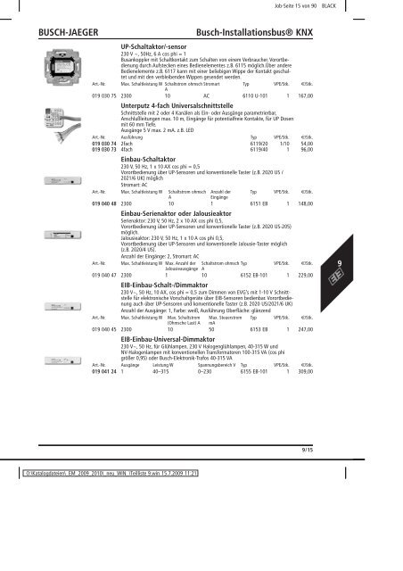 Elektromaterial 2009 - Teilliste 9 - Teilregister_KUG.win - uni elektro