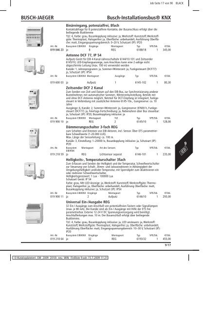 Elektromaterial 2009 - Teilliste 9 - Teilregister_KUG.win - uni elektro