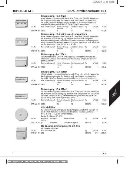 Elektromaterial 2009 - Teilliste 9 - Teilregister_KUG.win - uni elektro