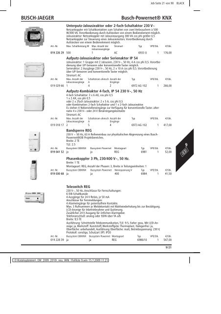 Elektromaterial 2009 - Teilliste 9 - Teilregister_KUG.win - uni elektro