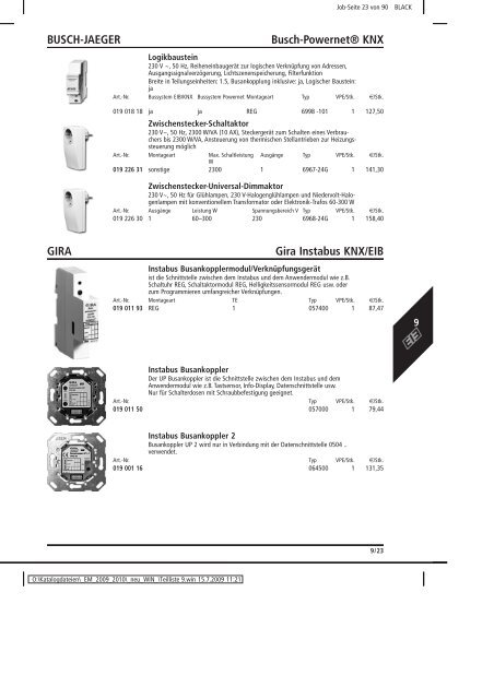 Elektromaterial 2009 - Teilliste 9 - Teilregister_KUG.win - uni elektro