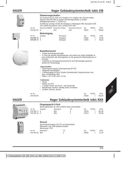 Elektromaterial 2009 - Teilliste 9 - Teilregister_KUG.win - uni elektro