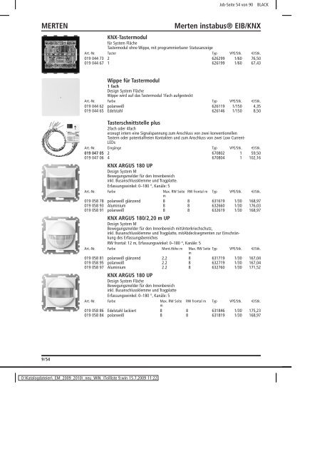 Elektromaterial 2009 - Teilliste 9 - Teilregister_KUG.win - uni elektro