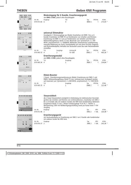 Elektromaterial 2009 - Teilliste 9 - Teilregister_KUG.win - uni elektro