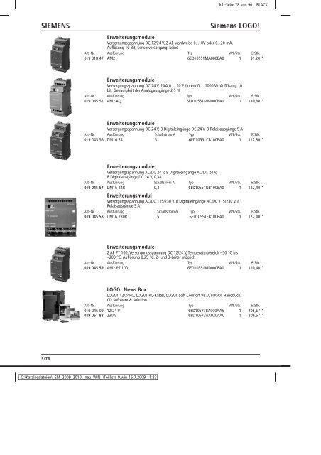 Elektromaterial 2009 - Teilliste 9 - Teilregister_KUG.win - uni elektro