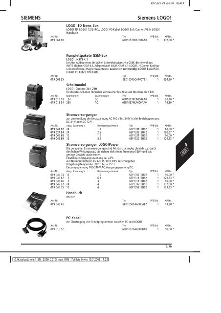 Elektromaterial 2009 - Teilliste 9 - Teilregister_KUG.win - uni elektro