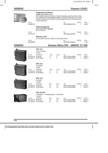 Elektromaterial 2009 - Teilliste 9 - Teilregister_KUG.win - uni elektro