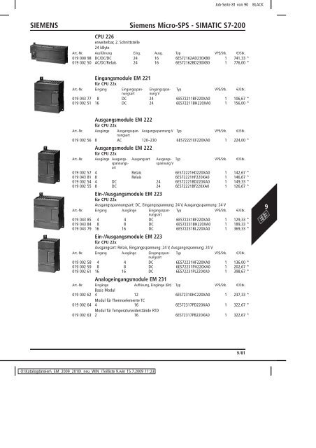 Elektromaterial 2009 - Teilliste 9 - Teilregister_KUG.win - uni elektro